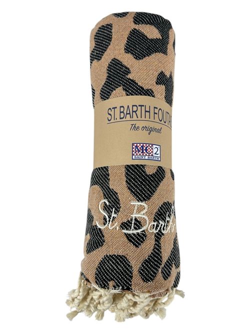 women's brown and black leopard-print beach towel MC2 Saint Barth | FOUTAS J N-LEOPARD1100EMB